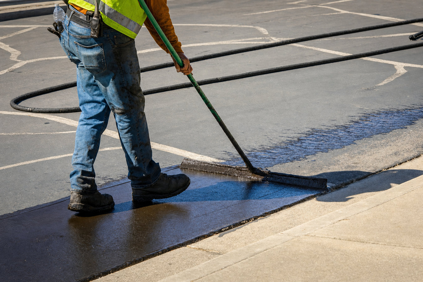 Asphalt sealcoating