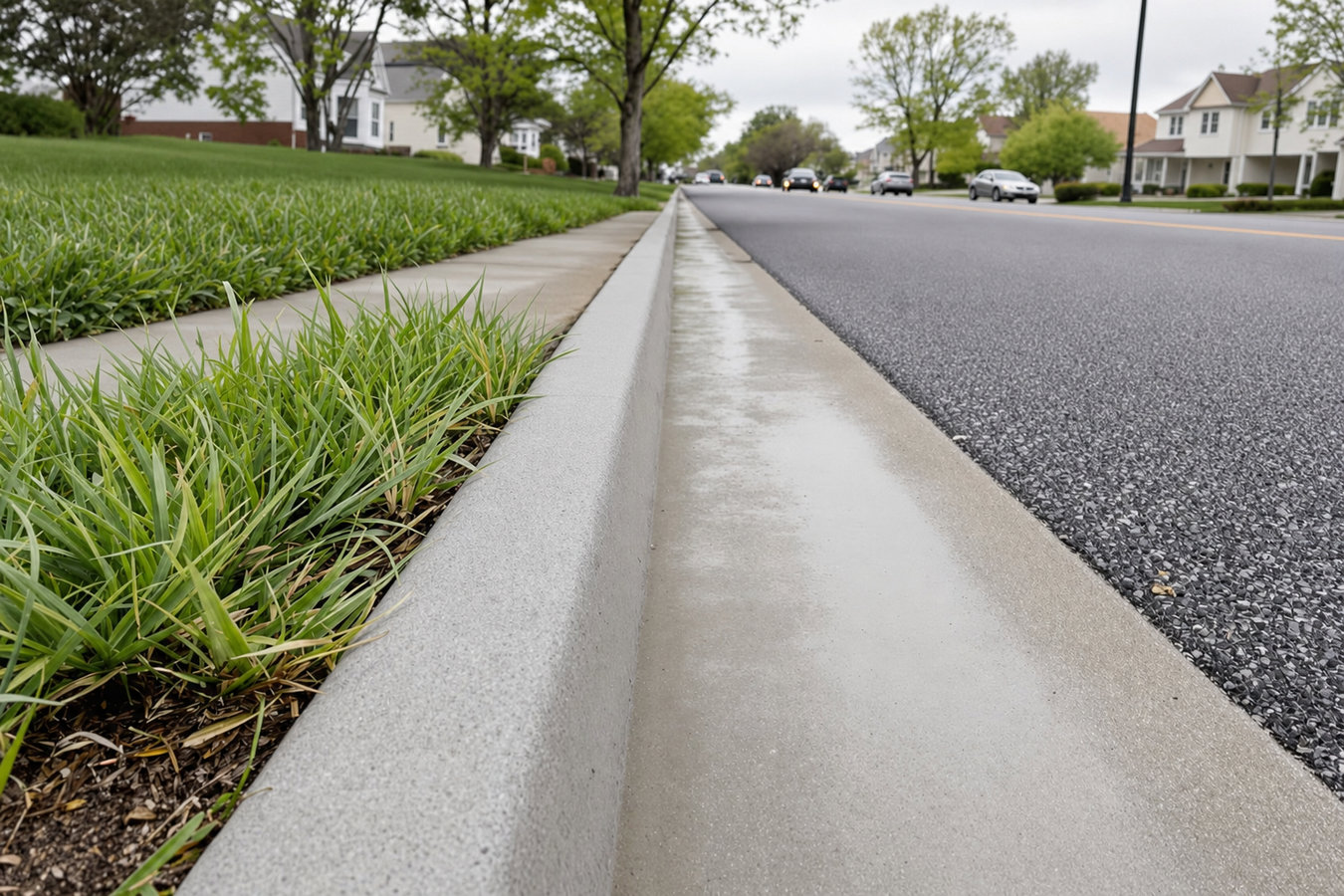 Concrete curbing and sidewalks